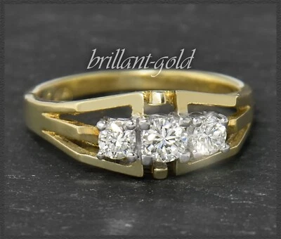 Diamant Ring, 0,45ct lupenreine Brillanten, 585 Gelbgold & Weißgold, Vintage - Bild 1 von 4