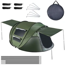 5-8 People Waterproof Camping Tent Automatic Instant Pop Up Tent w/ 4 Tent Poles