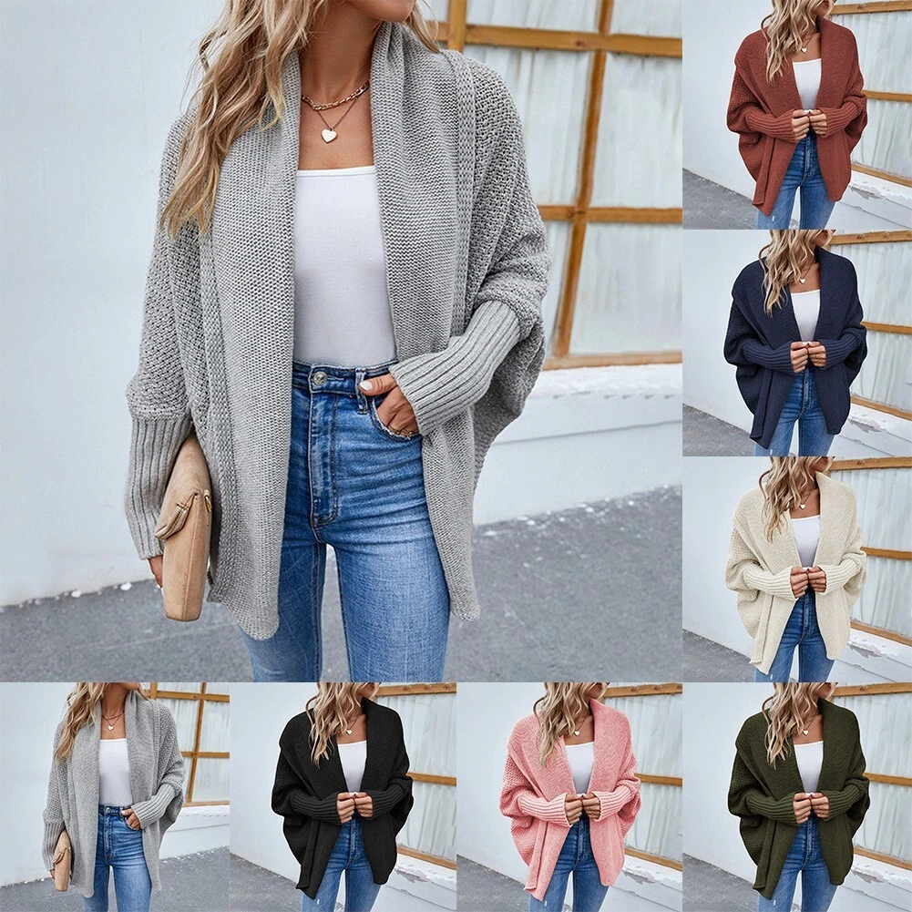 Oversized Batwing Sleeve Cardigan Sweater Coat for Women with