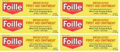 6 Pack Foille Medicated First Aid Ointment 1 ounce Each