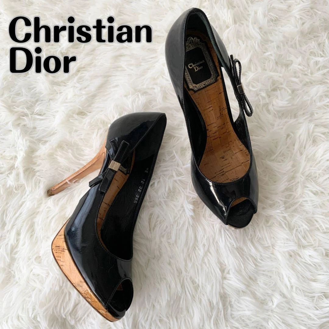 Escarpins Christian Dior talon cuir noir EU35,5 US5,5 Japon F/S OCCASION