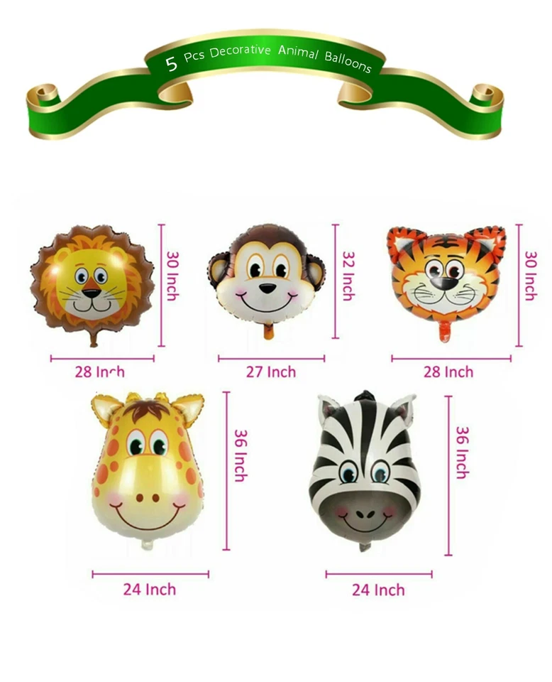 146 pc Jungle Safari Themed Birthday baby shower Party Balloons w/Tie Tool Set✨ - Image 3 of 4