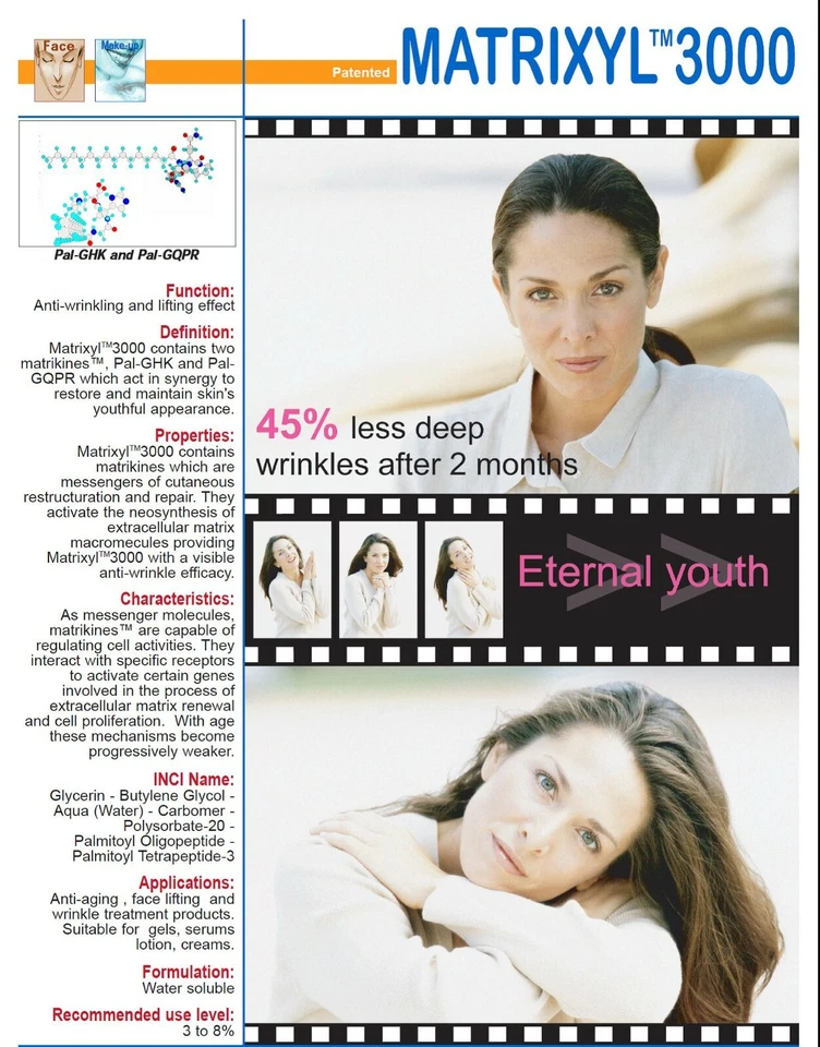 Wrinkle Firming Peptide Facial Serum Hyaluronic Acid Matrixyl Anti Aging Cream - Image 3 of 4