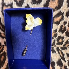 Vintage Aynsley China Yellow Rose Lapel Pin Brooch Boxed