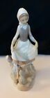 Lladro Porcelain Figurine Rabbit'S Food Girl With Bunny Rabbit