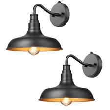 DEWENWILS Dusk to Dawn Outdoor Wall Lights,Farmhouse Gooseneck Barn Black 2 Pack