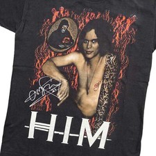 Vtg Him Band Ville Valo Heavy Cotton Black Full Size Unisex Shirt CG955
