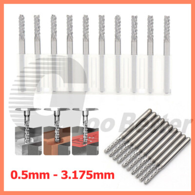 Schaftfräser 0,5mm-3mm Hartmetall Titanium Fräser PCB Gravier CNC 1/8'' Schaft