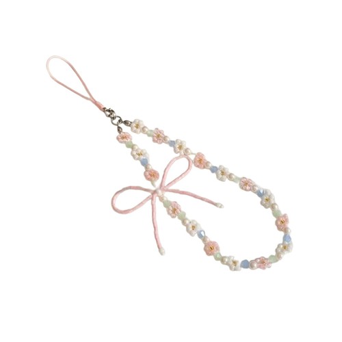 Cute Bow Beaded Phone Lanyard Simple Kawaii Earphones Case Backpack Decorati _ou - Zdjęcie 4 z 5