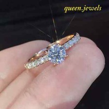 14K Rose Gold Over 1.91CT Lab-Created Round Cut Diamond Engagement Wedding Ring