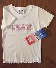 GK Elite SKATE White TOP Figure SKATING PINK SILVER Embroidered T-Shirt New CS