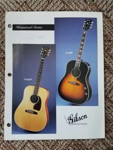 1993 Gibson Guitars Dealer Info Sheet for Gospel Model & J-160E Case Candy
