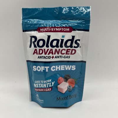 Rolaids Advanced Antacid Plus Anti-Gas Softchews, 28 Count, Mixed Berry 1 Pack