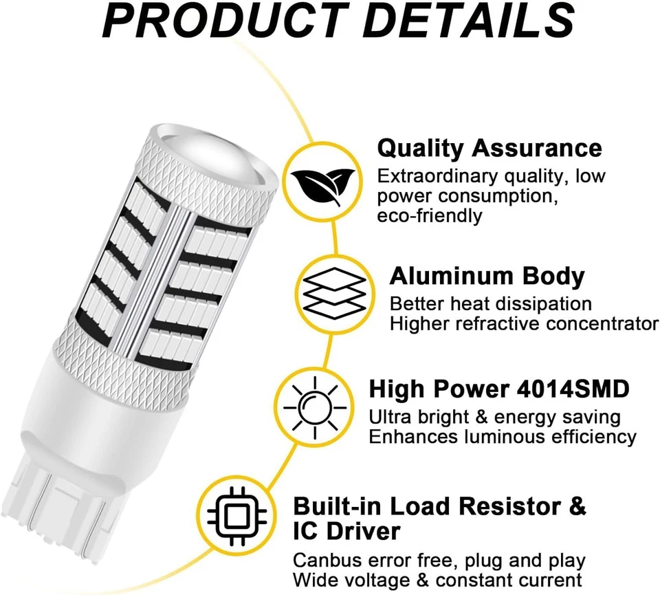 7443 LED Brake Tail Light Bulbs Super Bright Red 7440 7441 7444 T20 W21W 7444NA - Image 3 of 4