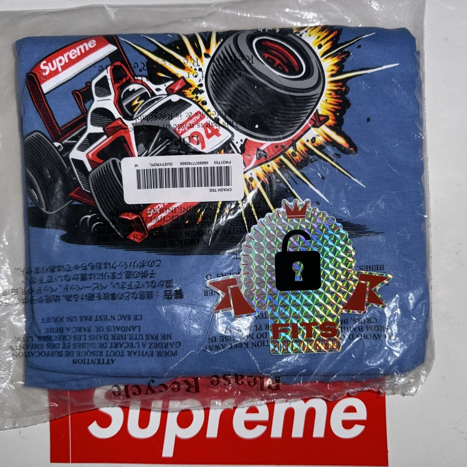 Tee shirt Supreme Crash poussiéreux lumière royale taille moyenne NEUF