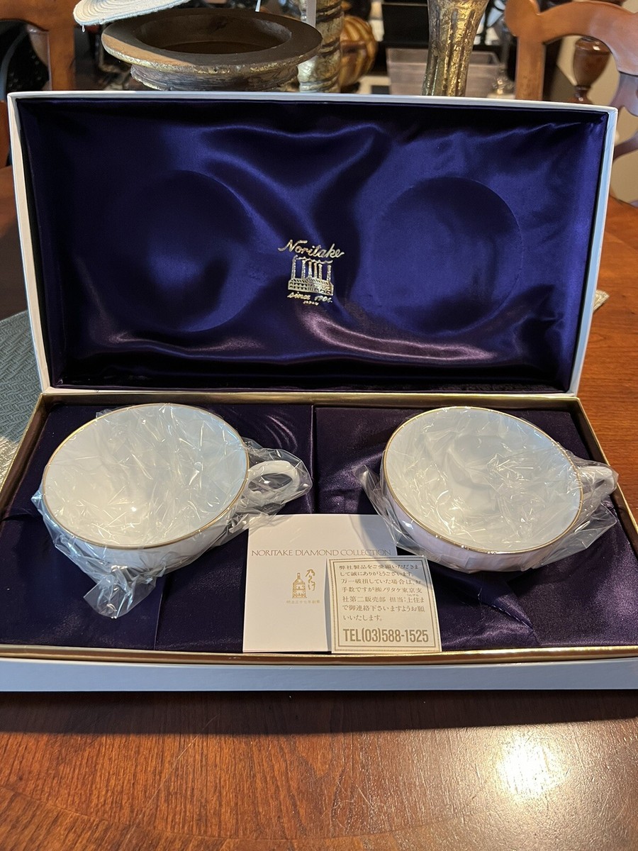 Noritake Diamond Collection Pair Teacups and Saucers | eBay