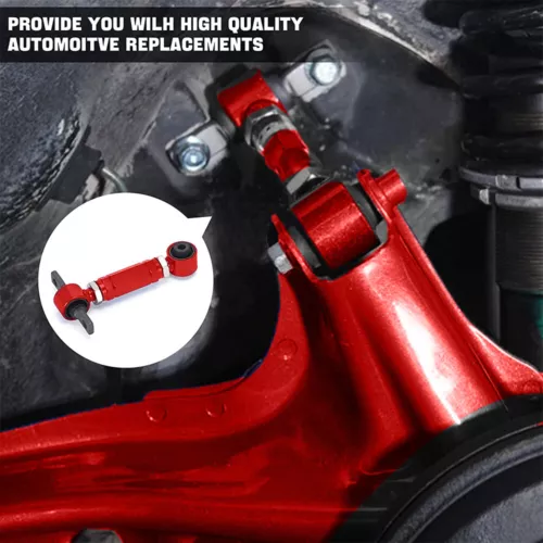 Front Upper Control Arms+Rear Camber Adjustable Kit For 96-00 Honda Civic EK Red - Picture 3 of 9