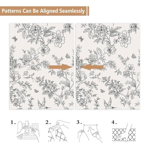 Black and Cream White Floral Wallpaper Peel and Stick Wallpaper Floral