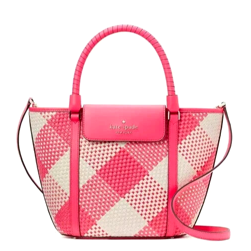 t*m様 Kate Spade New York ピンク チェック柄 バッグ 🌞KATE SPADE NY Cruise Gingham Medium Tote WILD ROSE CROSSBODY BAG