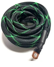 15ft 1/0 Gauge BLACK/GREEN SNAKESKIN OFC Wire Strands Copper Marine Cable AWG