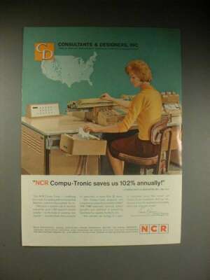 1963 NCR Compu-Tronic Computer Ad - Saves Us 102%