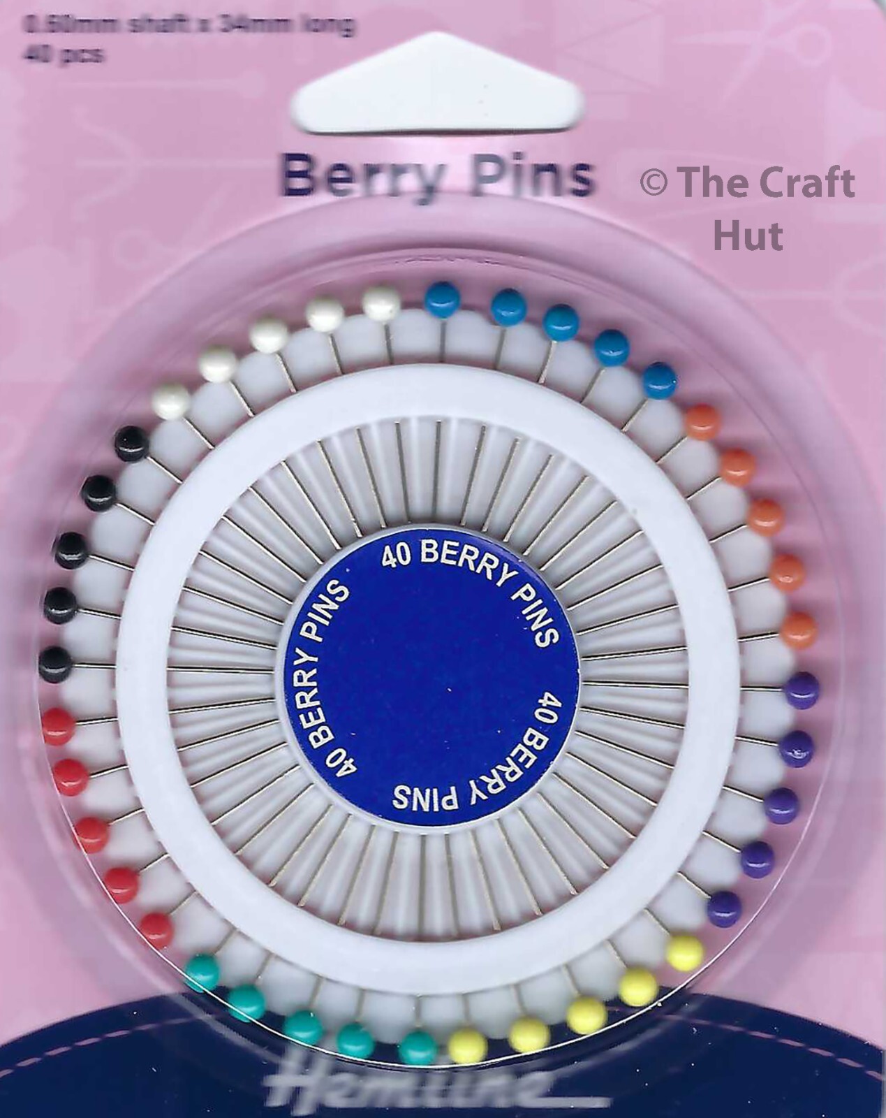 Hemline Dressmaking Nickel Pins Berry Pins Pin Wheel 34mm 40 Pieces New