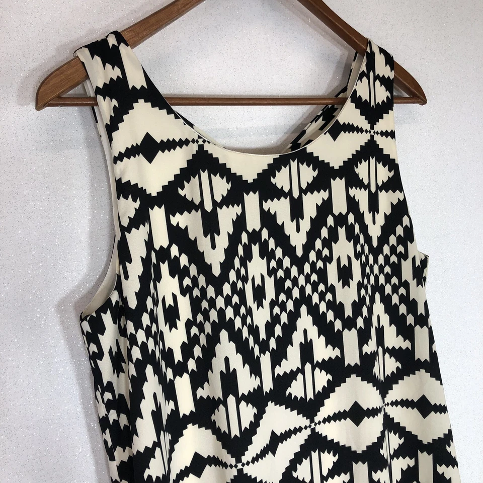 Vestido Francescas Bird Cage Etiqueta Geométrico Estampado Tribal Sin Mangas Negro Crema L Foto 3 de 4
