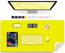 Large Desk Mat 35.4" x 17" PU Leather Desk Pad Protector Non-Slip Large Mouse...