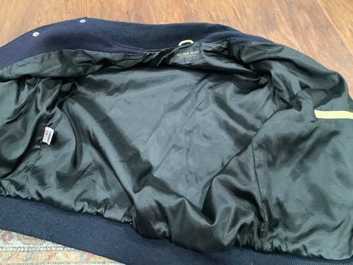 Vintage Golden Bear San Francisco Black Cream Letterman Wool Leather sleeve L - Bild 5 von 8
