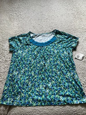 Basic Editions Women Tie-Dye Crochet Short Sleeve T-Shirt Multicolor Size L