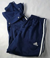 VTG Adidas Pants Mens Medium Tear Break Away Snap Button Striped Track Y2K