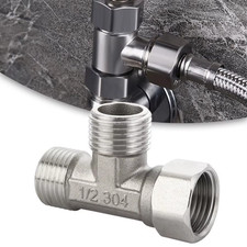 Stainless Steel T Adapter Valve Three Way Diverter For Shower Bidet Bath