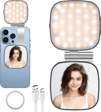 Magnetic Selfie Light for MagSafe iPhone CRI95+ Foldable Ring Light with Mirror