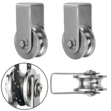 2Pcs/Set Heavy Duty Small Stainless Steel Pulley Wire Rope Lifting Track Wheels