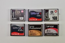 Mixed Lot of 6 CompactFlash CF Cards - Lexar Professional  SanDisk Ultra II 1GB