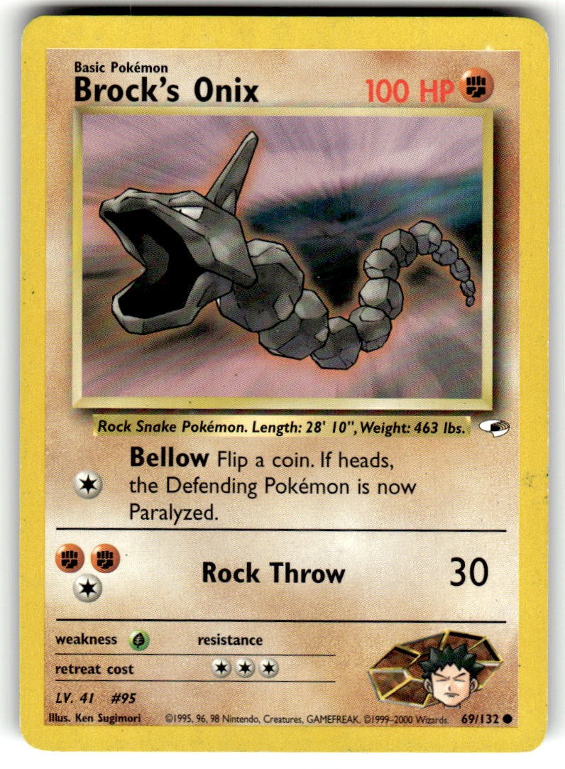 Brock's Onix 69/132 Common Gym Heroes Pokemon Unlimited Lightly Played