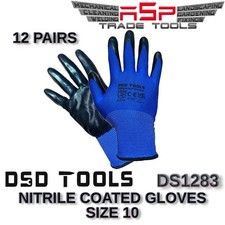 Pack of 12 Nitrile Coated Work Gloves Size 10 Grip Safety Builders Gardening