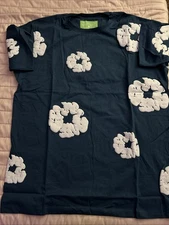 Denim Tears Men's Cotton Wreath Short Sleeve T-Shirt ‘Navy Blue Size 2XL