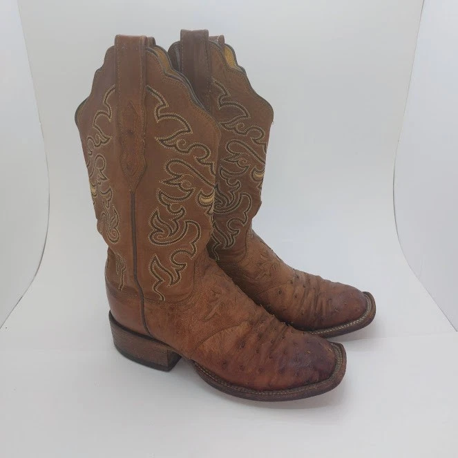 Botas vaqueras occidentales Lucchese 2000 para mujer 6B marrón pluma completa cuero avestruz Foto 2 de 4