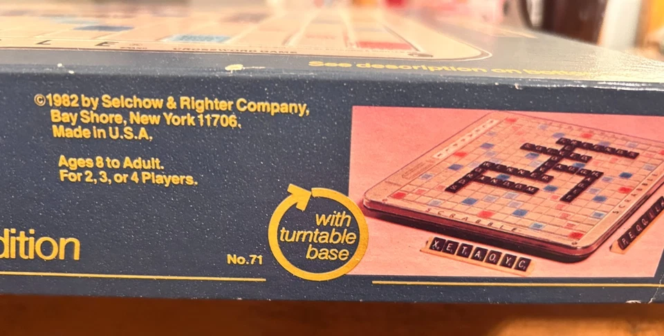 Scrabble Deluxe Game Turntable COMPLETE Maroon Tiles Excellent 1982 w/Bonus Book - Image 2 of 4