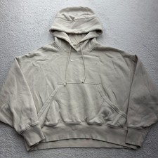 Nike Women Oversized Fleece Hoodie Oatmeal Beige Mini Swoosh Small DQ5097-141