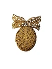 Vintage gold tone signed Miriam Haskell filigree locket on bow brooch pin