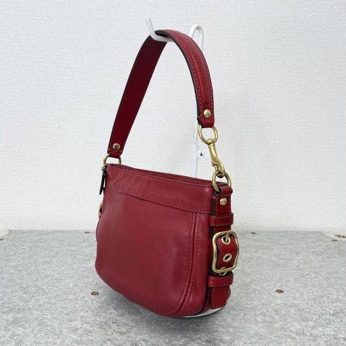 COACH Vintage Zoe Hobo Bag Shoulder Bag Hand Bag Leather Red x Gold Hardware - Picture 5 of 24