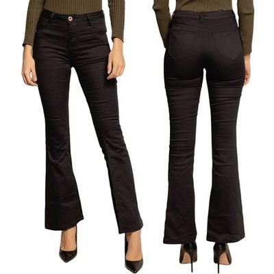 Damen Bootcut Hose Hüfthose Schlaghose Schlagjeans Hüftjeans Flared Jeans 