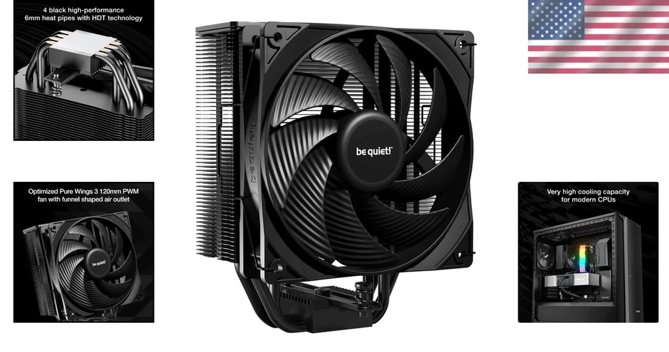 Pure Rock 3 Black CPU Cooler with 4 Heat Pipes - Image 2 of 4