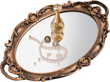 Vinta Gold Mirror Tray Vanity Tray for Drer Perfume Stora