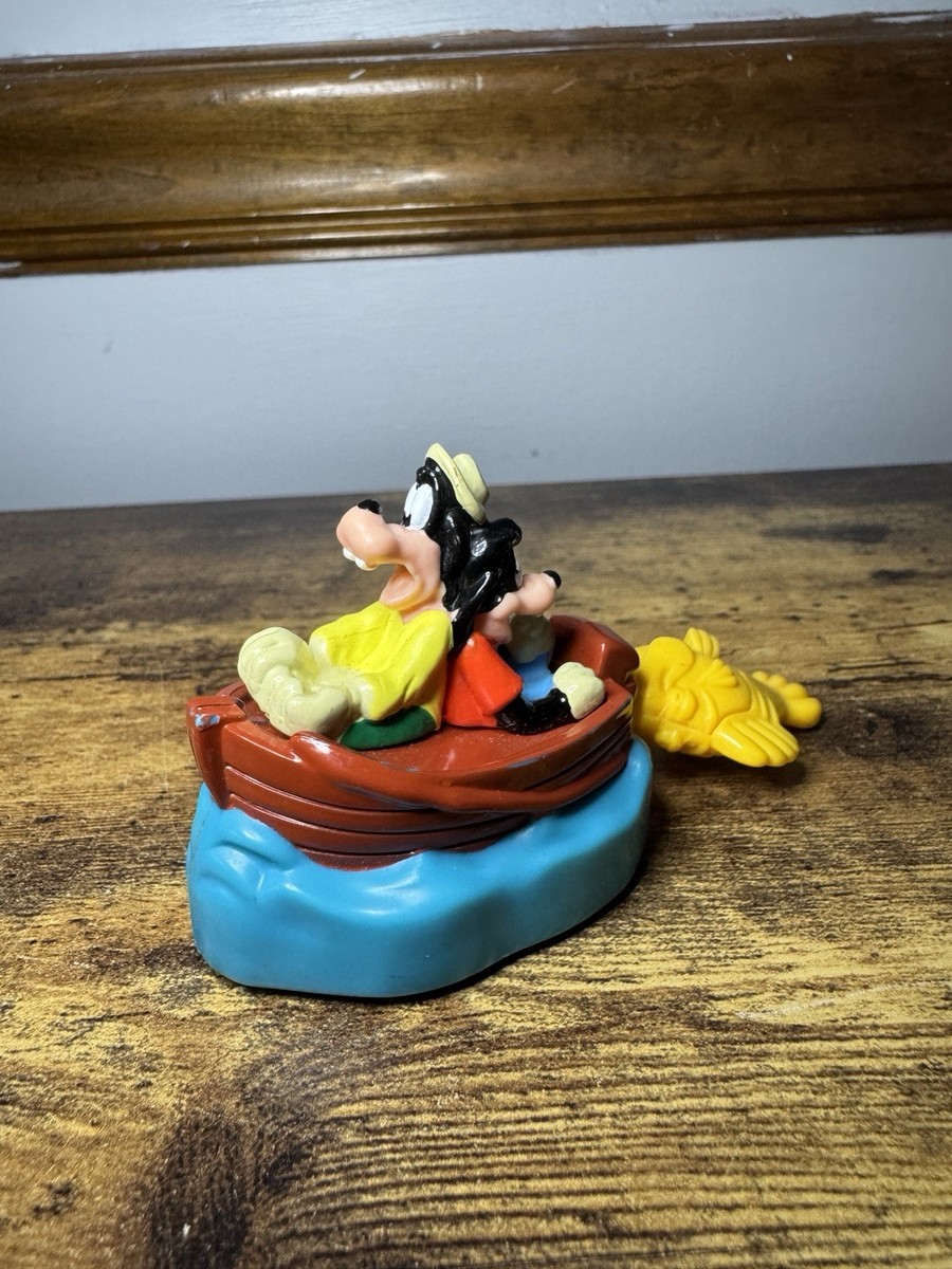 Vtg Goof Troop Boat Goofy Max Gone Fishing Wind-up Toy Pull Fish