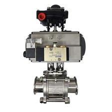 2 inch Tri-Clamp Pneumatic Ball Valve w/ Regulator and Positioner 304 Stainless