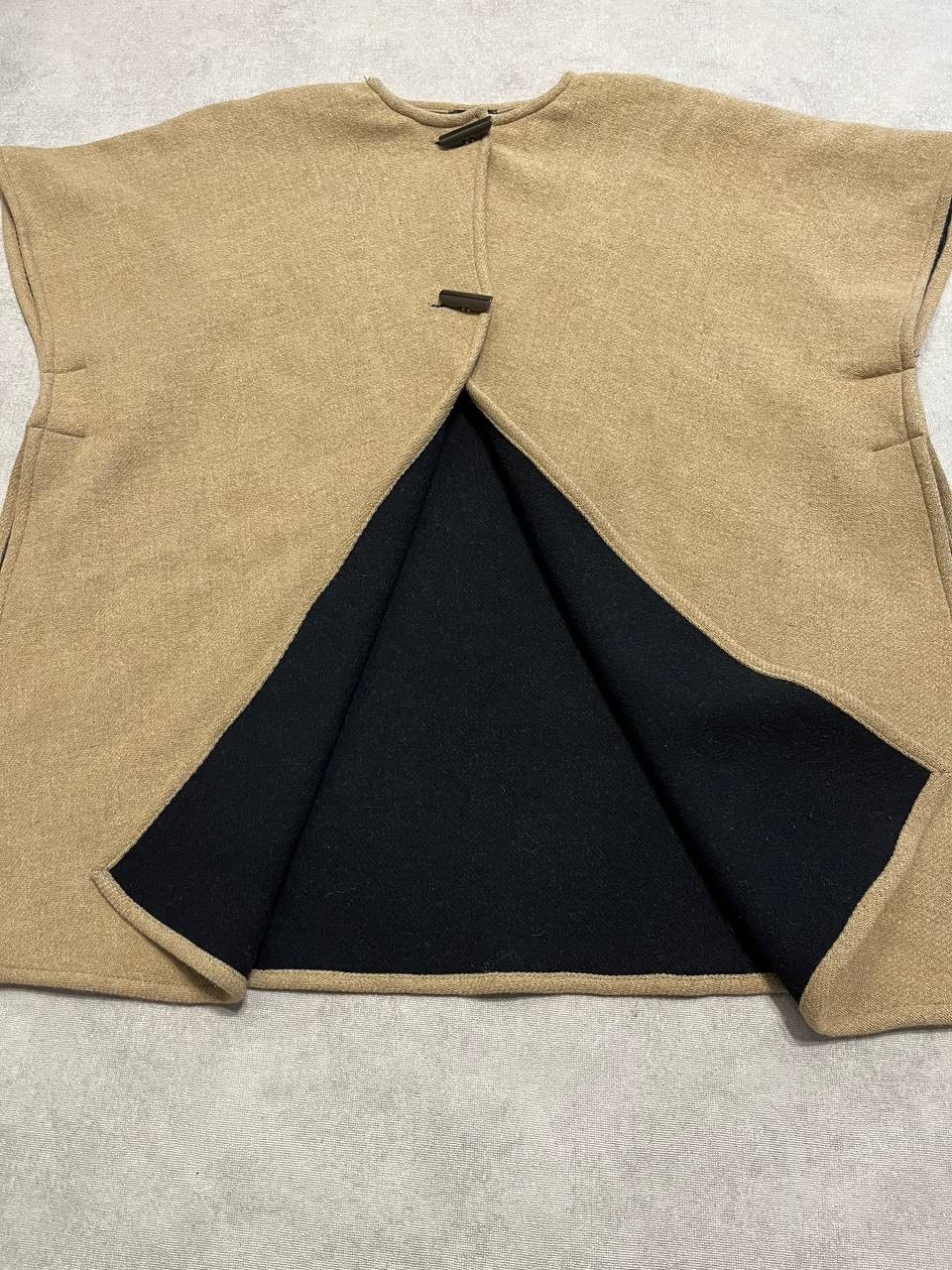 Rare Max&Co By Max Mara Wool Poncho Beige Women`s Coat Size 06 US 42 IT image 7