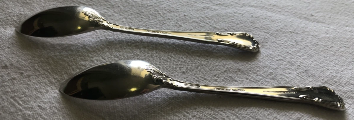 Pair of Antique Sheffield England EPNS A1 Silver Plated Ornate Floral Teaspoons